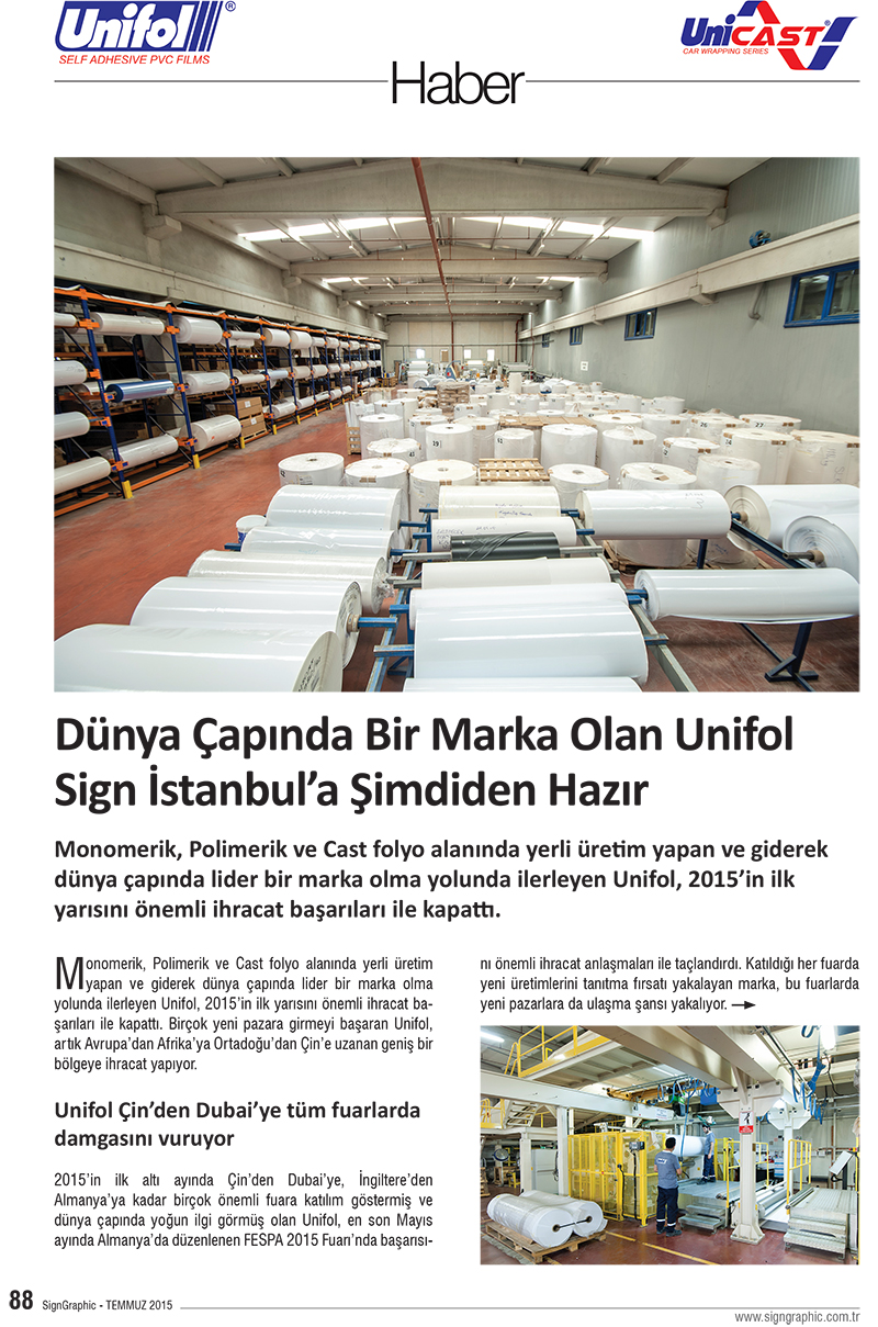 Unifol which is a well known brand in the World is ready for sign stanbul - 1